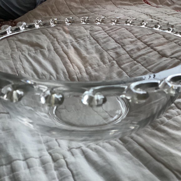VINTAGE HEISEY LARIAT CLEAR BLOWN GLASS  LARGE CRIMPED BORDER SERVING BOWL - Picture 5 of 8